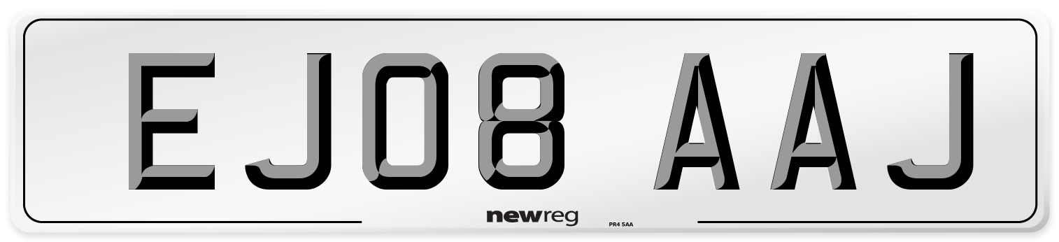 EJ08 AAJ Number Plate from New Reg